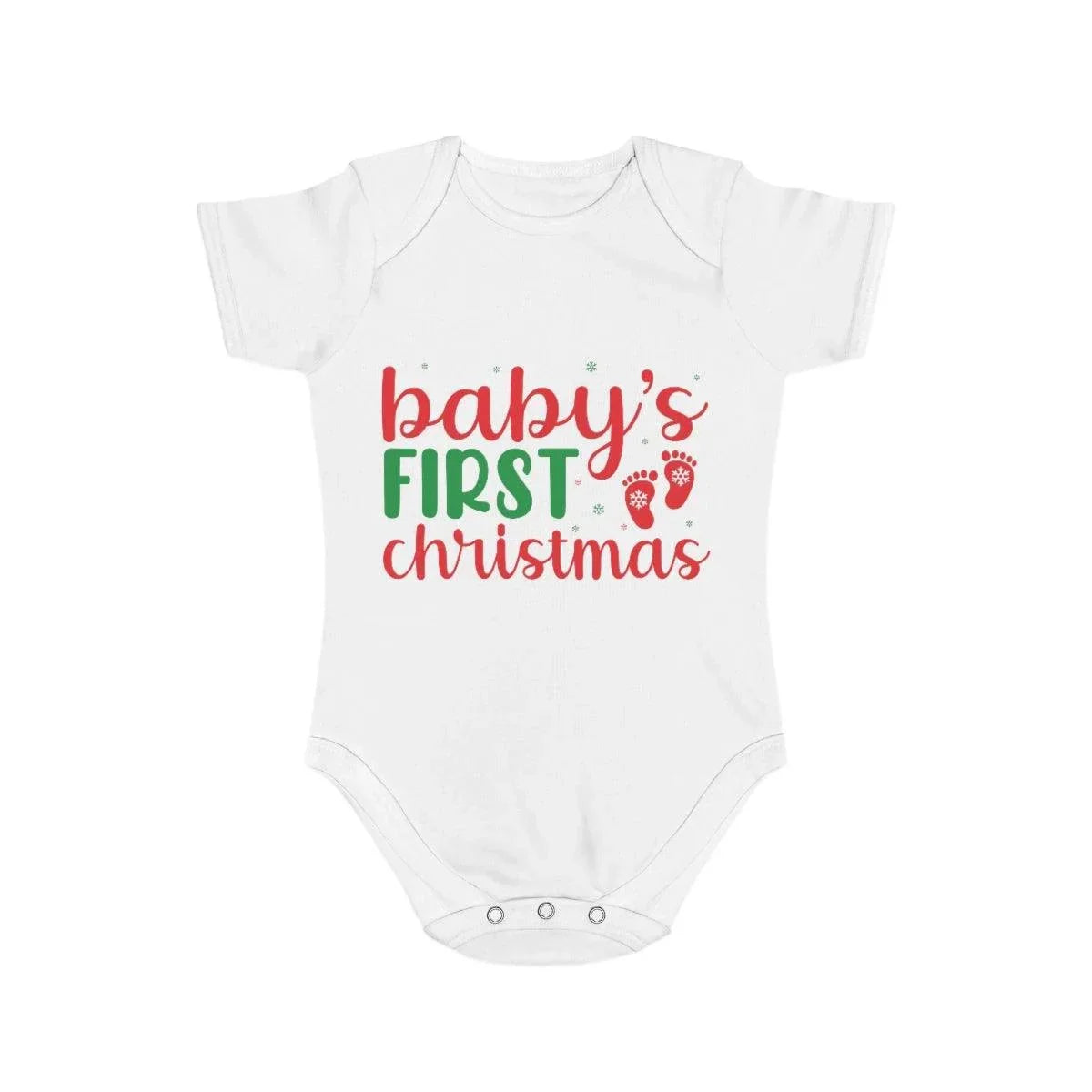 Baby's First Christmas Short Sleeve Baby Bodysuit