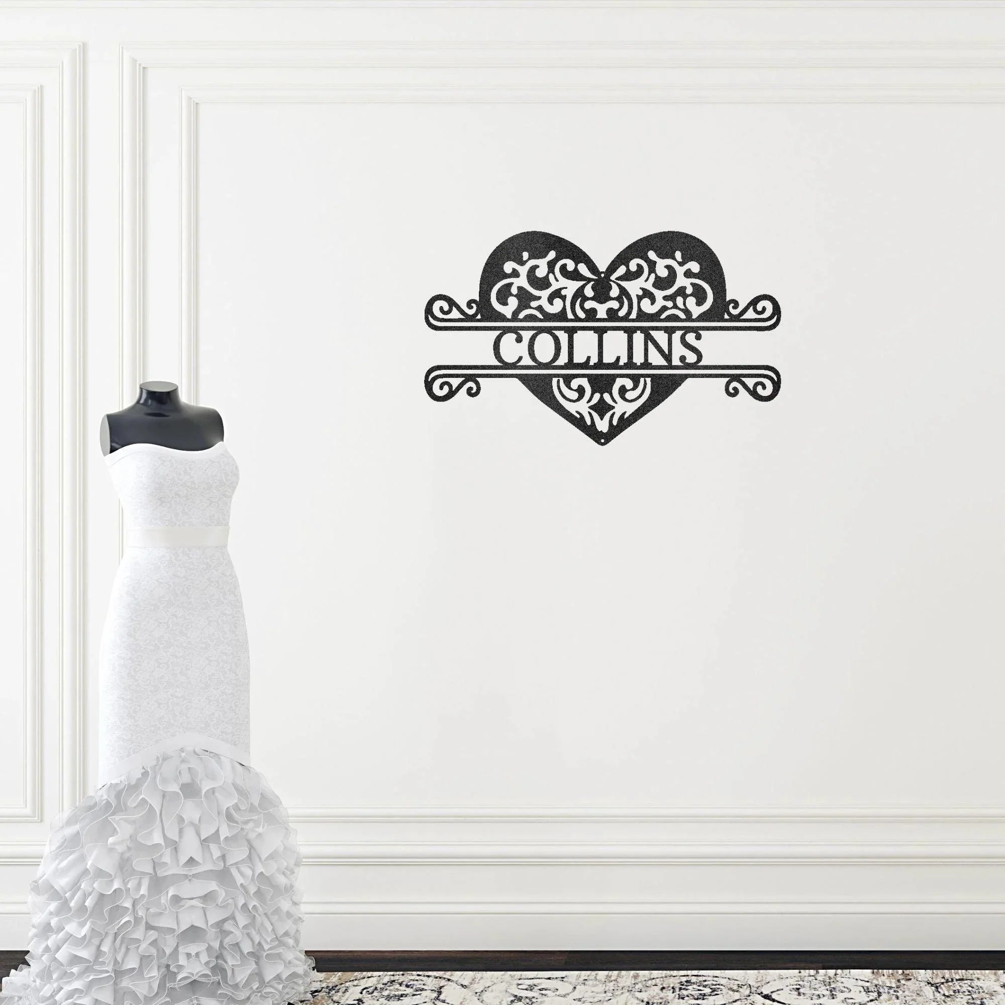 Fancy Heart Custom Name Steel Wall Sign