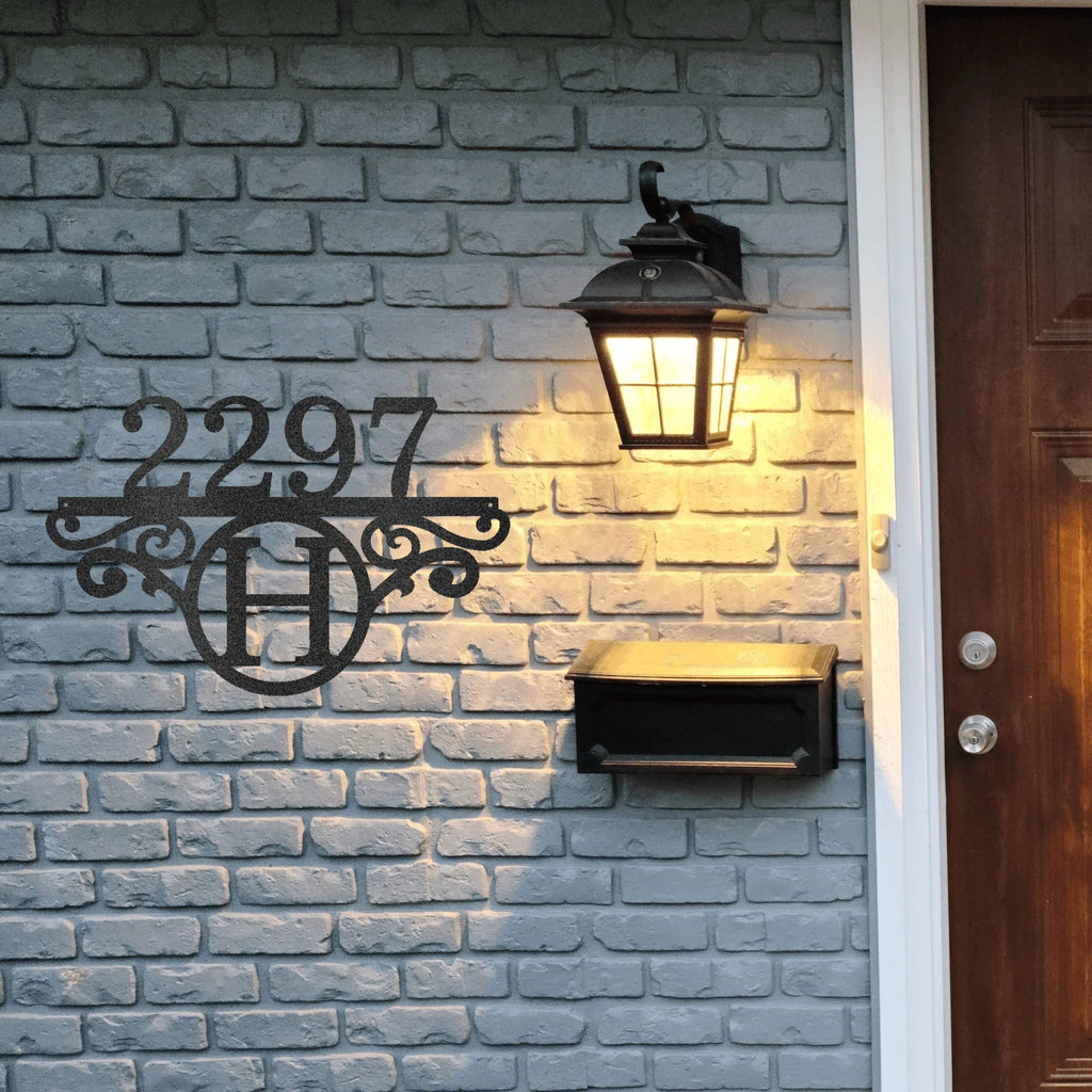 Initial Address Monogram Personalized Indoor Outdoor Steel Wall Sign Art