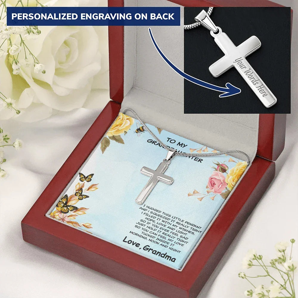 Personalized Granddaughter Cross Pendant Necklace