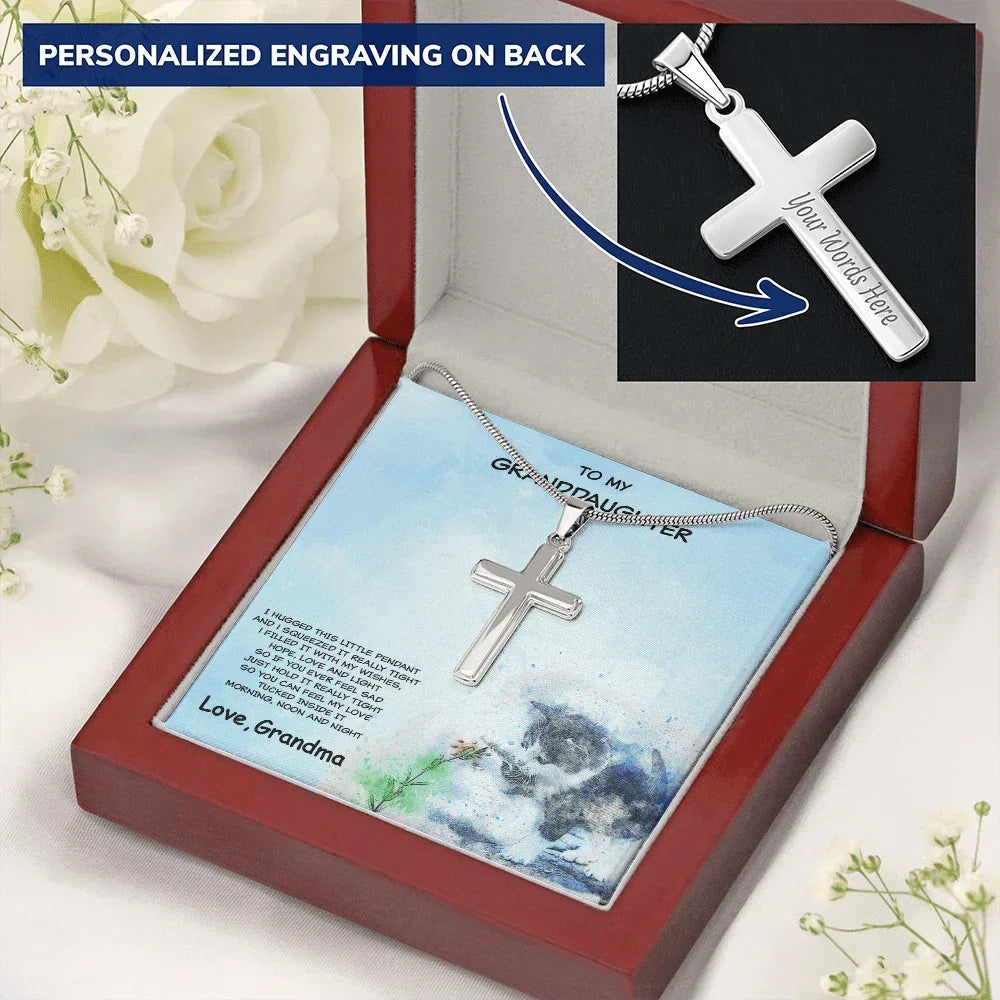 Personalized Granddaughter Cross Pendant Necklace from Grandma