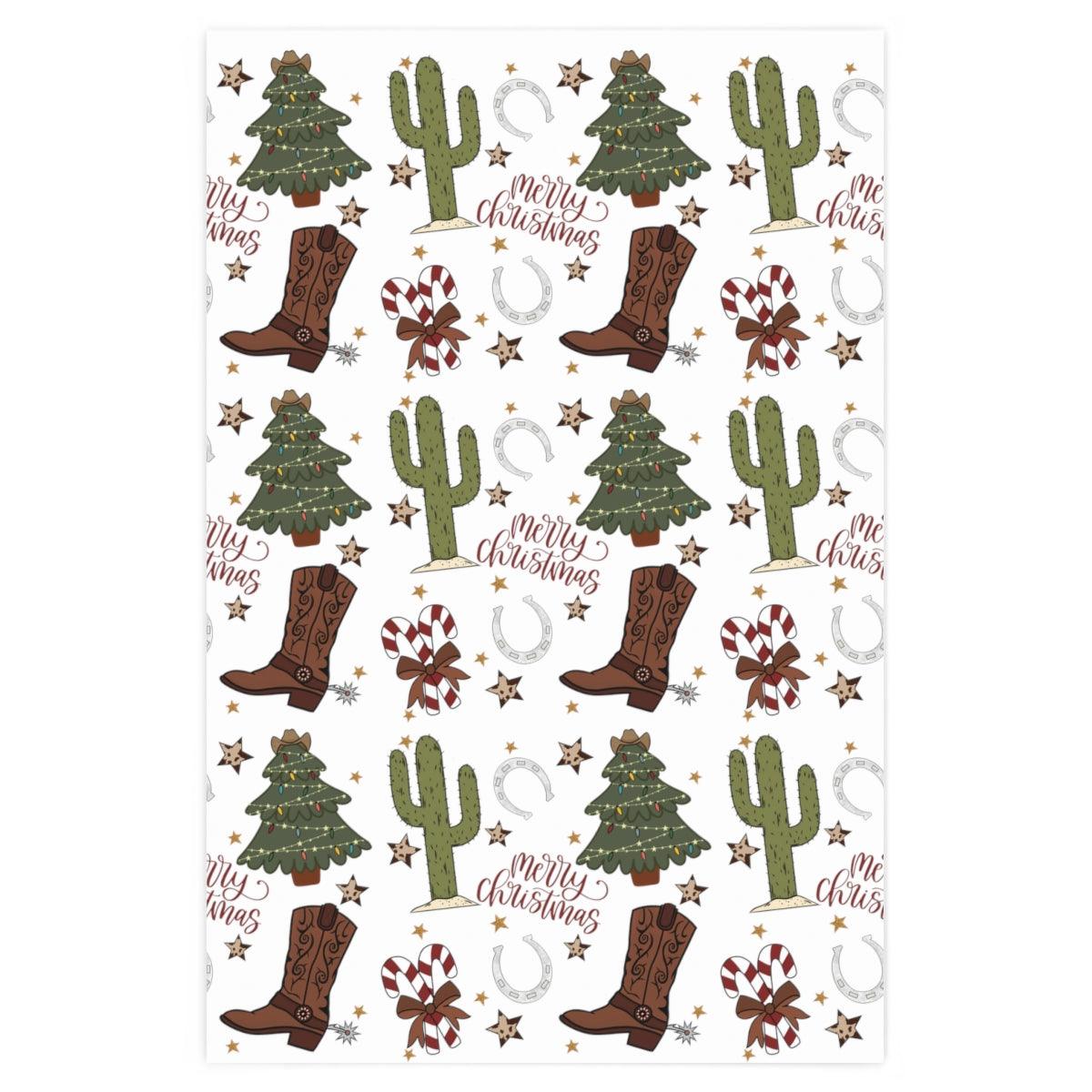 Cowboy Christmas Wrapping Paper - Mallard Moon Gift Shop