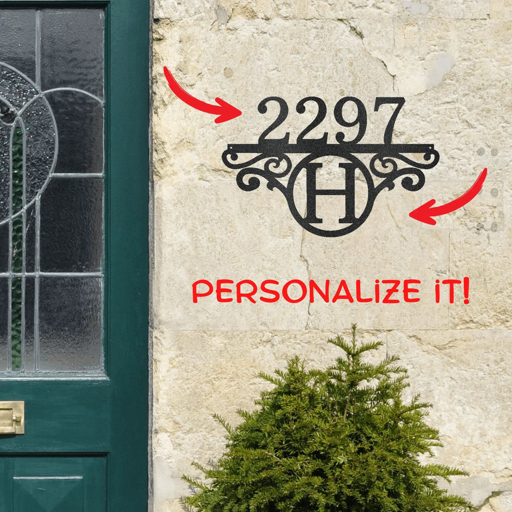 Initial Address Monogram Personalized Indoor Outdoor Steel Wall Sign Art