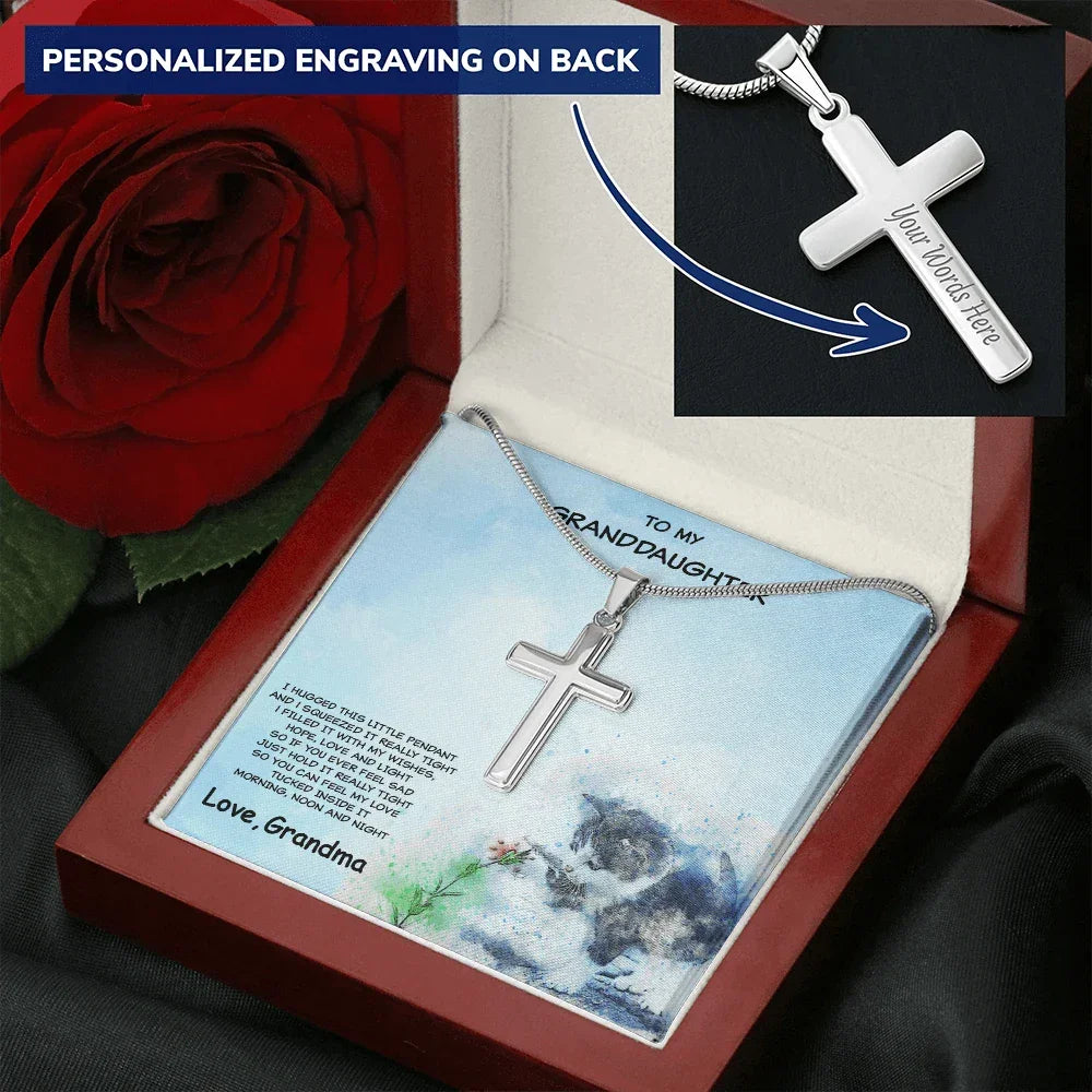 Personalized Granddaughter Cross Pendant Necklace from Grandma