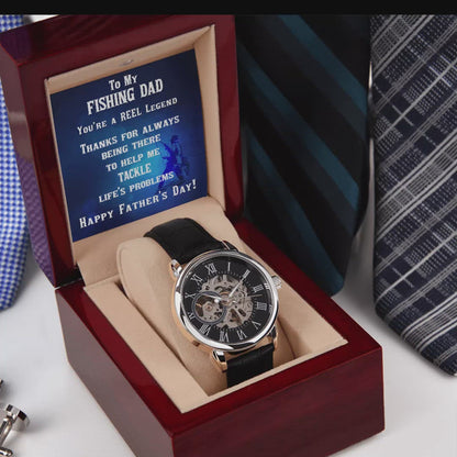 Fishing Dad Personalized Gift for a Fisherman Openwork Watch
