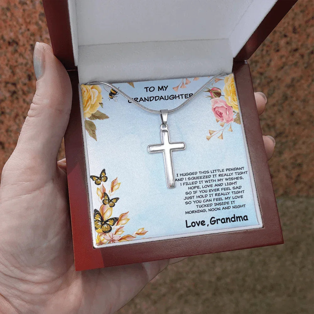 Personalized Granddaughter Cross Pendant Necklace