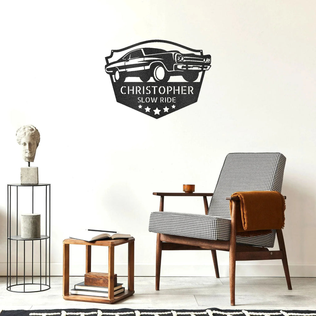 Classic Car Custom Name Indoor Outdoor Steel Wall Sign