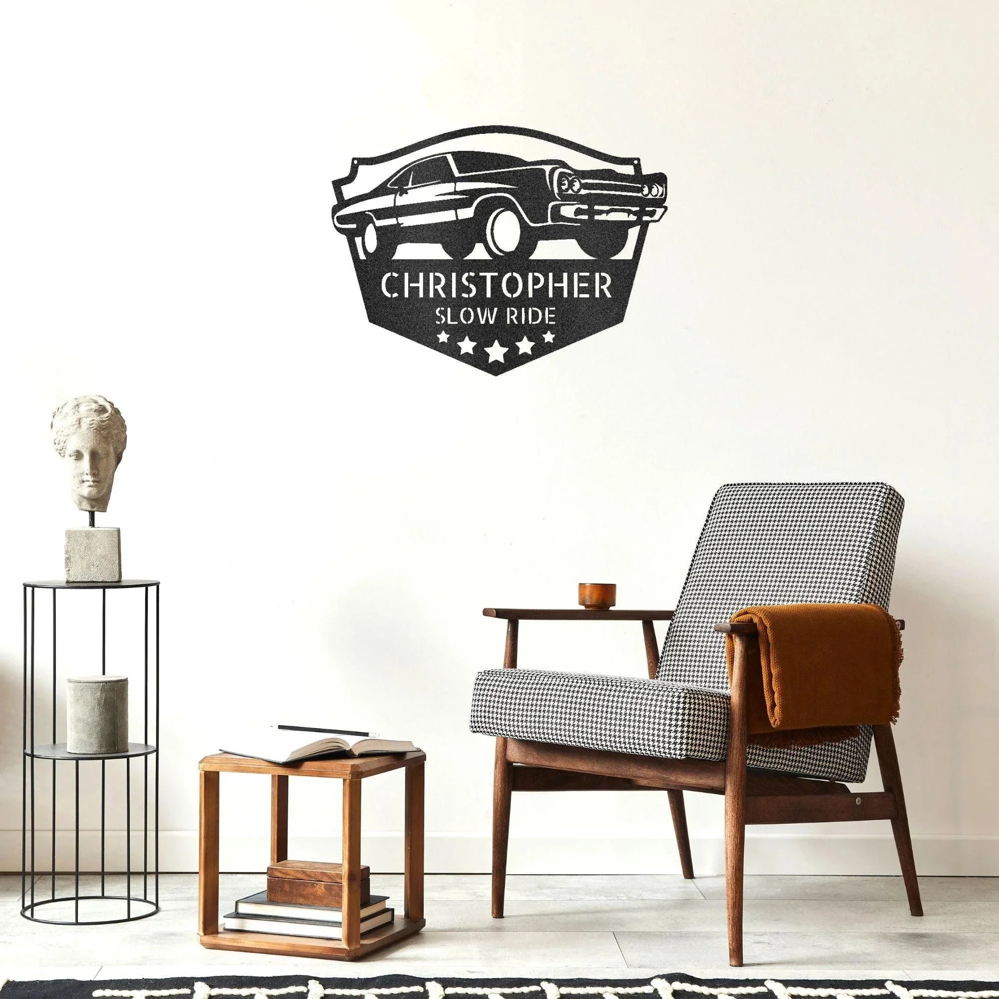 Classic Car Custom Name Indoor Outdoor Steel Wall Sign
