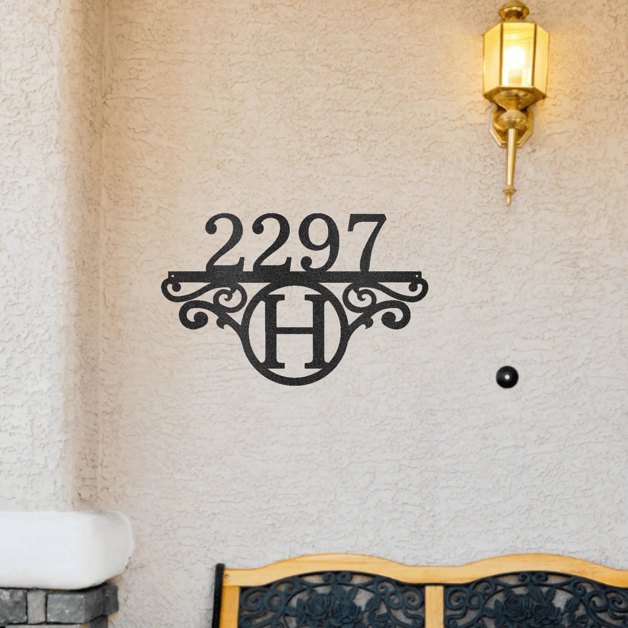 Initial Address Monogram Personalized Indoor Outdoor Steel Wall Sign Art