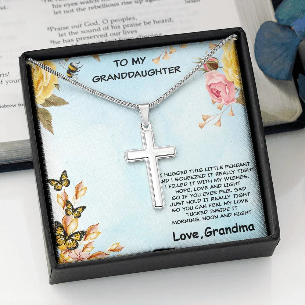 Personalized Granddaughter Cross Pendant Necklace