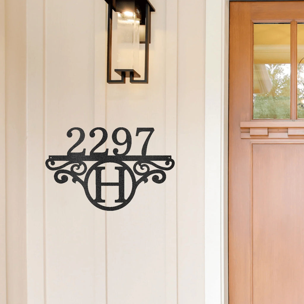 Initial Address Monogram Personalized Indoor Outdoor Steel Wall Sign Art
