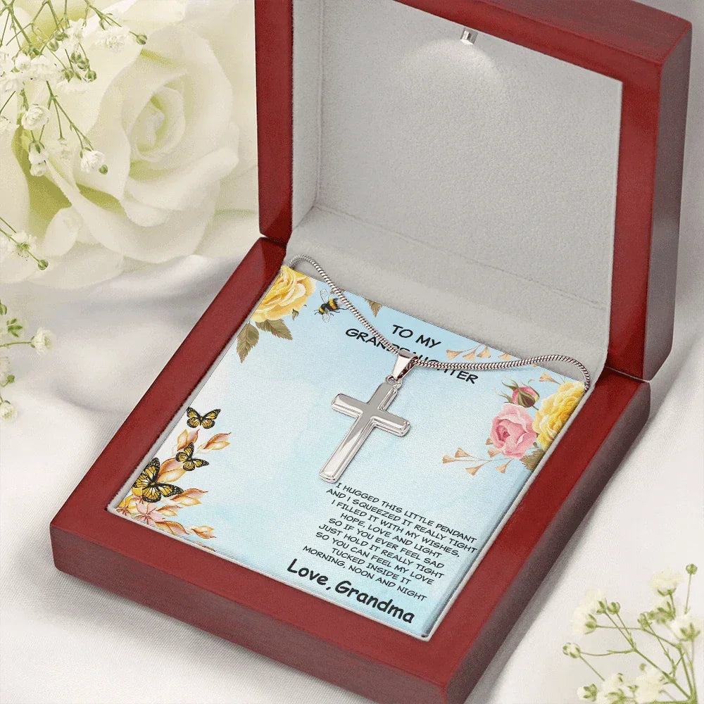 Personalized Granddaughter Cross Pendant Necklace