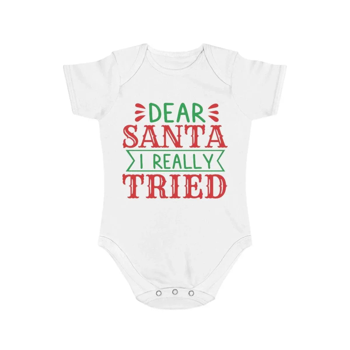 Dear Santa - I Really Tried Short Sleeve Baby Bodysuit