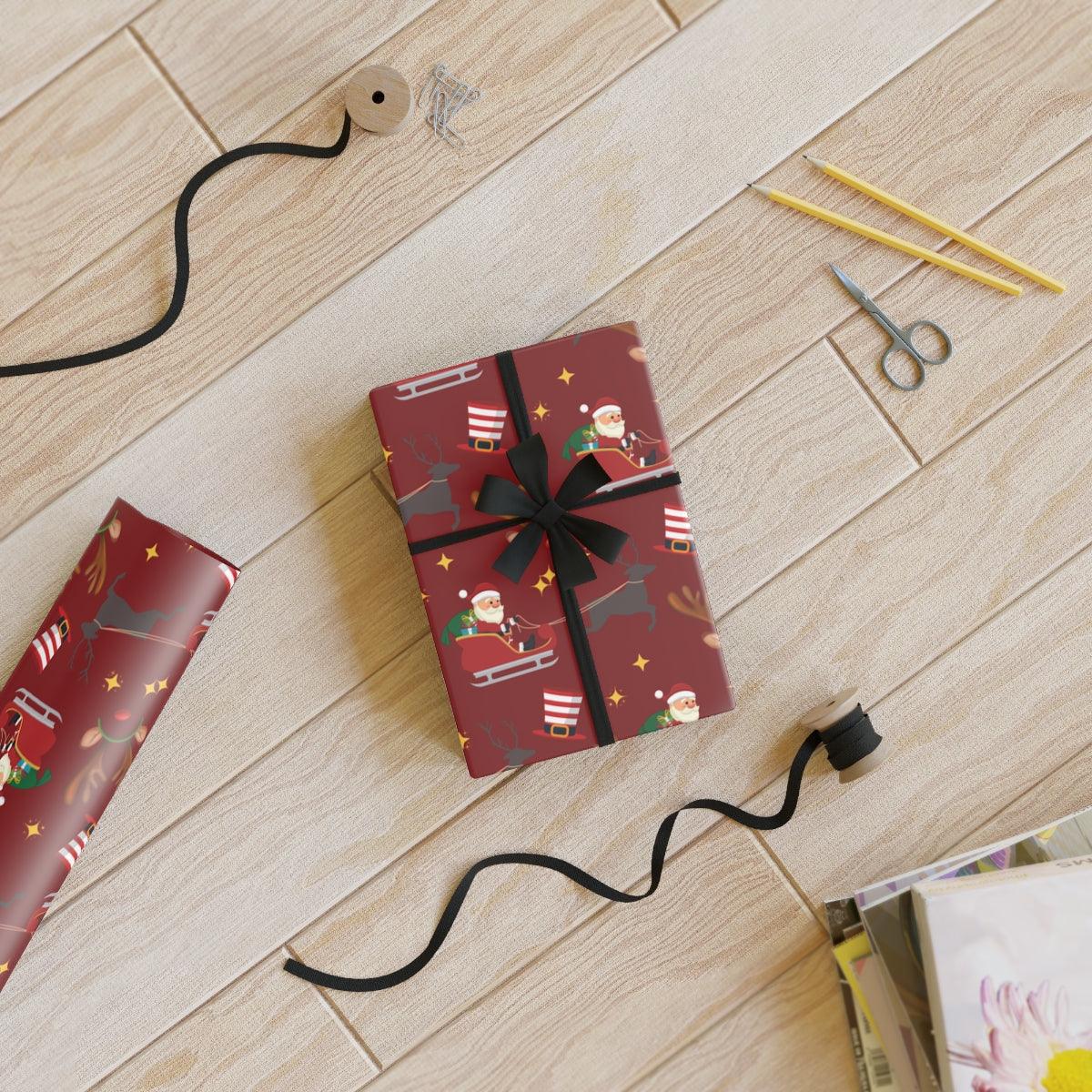 Santa's Sleigh Gift Wrapping Paper Rolls, 1pc - Mallard Moon Gift Shop