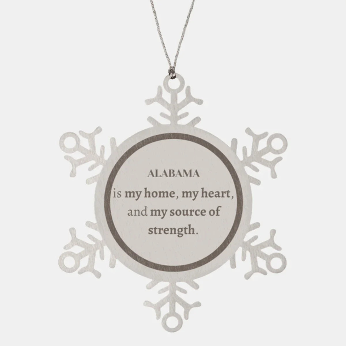 Alabama Keepsakes Alabama Is My Home Snowflake Ornament - Engraved Stainless Steel Tarnish Resistant Shatterproof