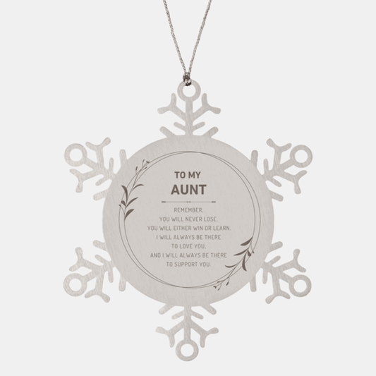 Aunt Ornament Gifts, To My Aunt Remember, you will never lose. You will either WIN or LEARN, Keepsake Snowflake Ornament For Aunt, Birthday Christmas Gifts Ideas For Aunt X-mas Gifts