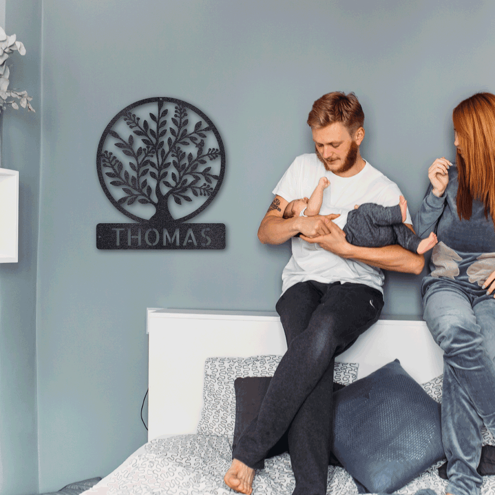 Tree of Life Family Custom Name Steel Wall Sign Metal Art - Mallard Moon Gift Shop