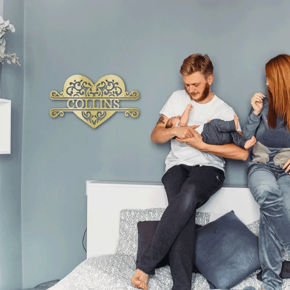 Fancy Heart Custom Name Steel Wall Sign
