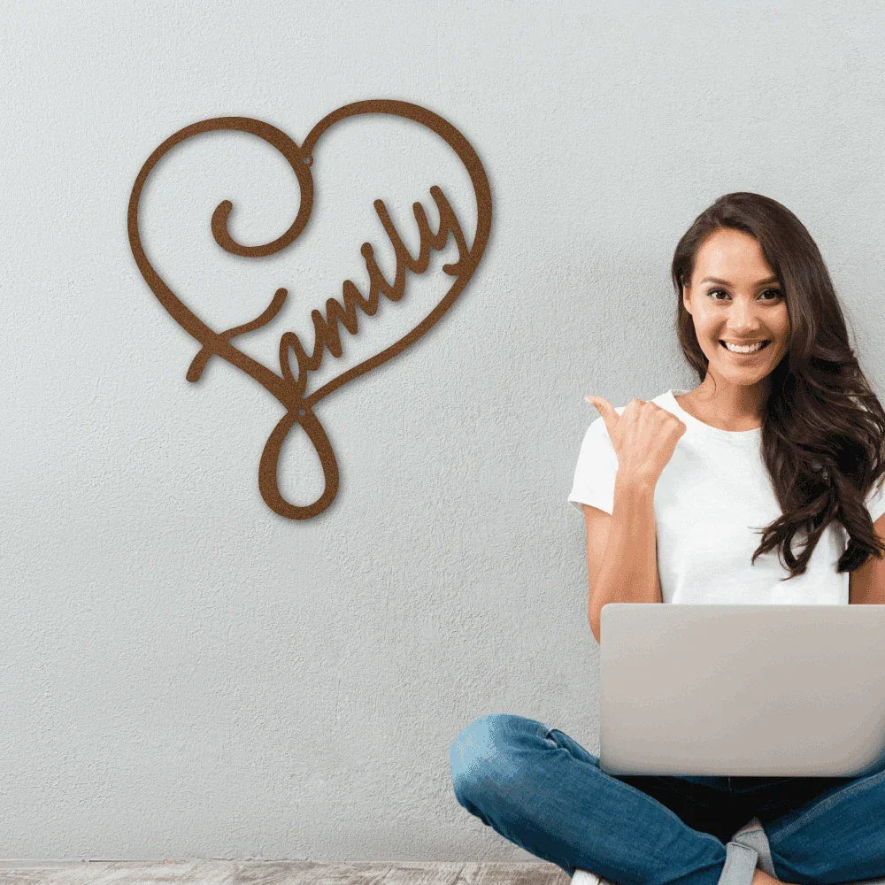 Family Love Indoor Outdoor Steel Wall Sign Metal Art