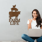Farm Life Animals Cow Pig Chicken Indoor Outdoor Steel Wall Sign Metal Art