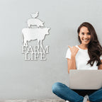 Farm Life Animals Cow Pig Chicken Indoor Outdoor Steel Wall Sign Metal Art