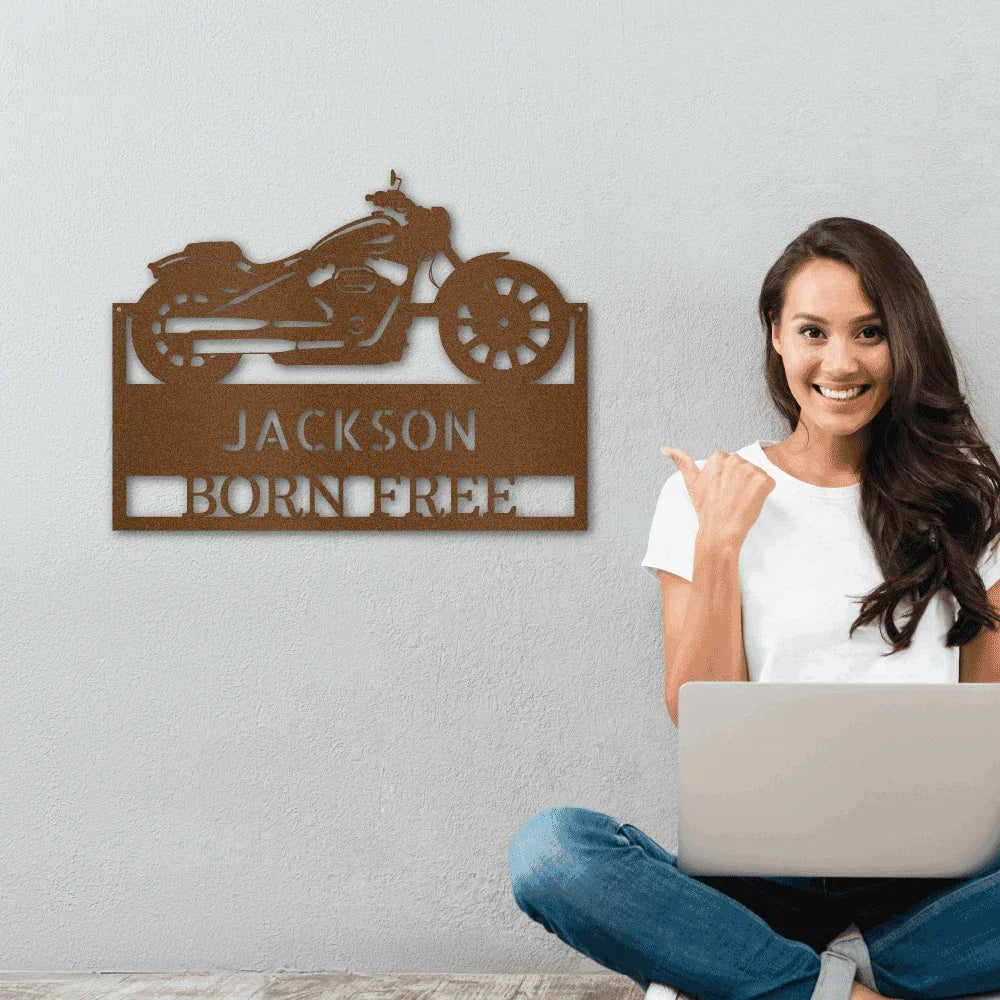 Motorcycle Shop Custom Name Indoor Outdoor Steel Wall Sign