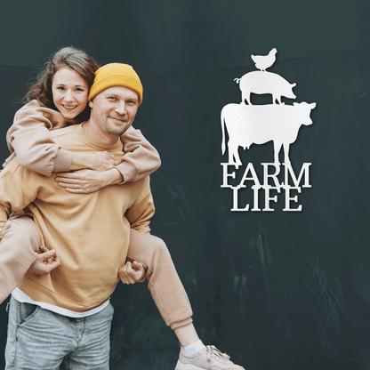 Farm Life Animals Cow Pig Chicken Indoor Outdoor Steel Wall Sign Metal Art - Mallard Moon Gift Shop