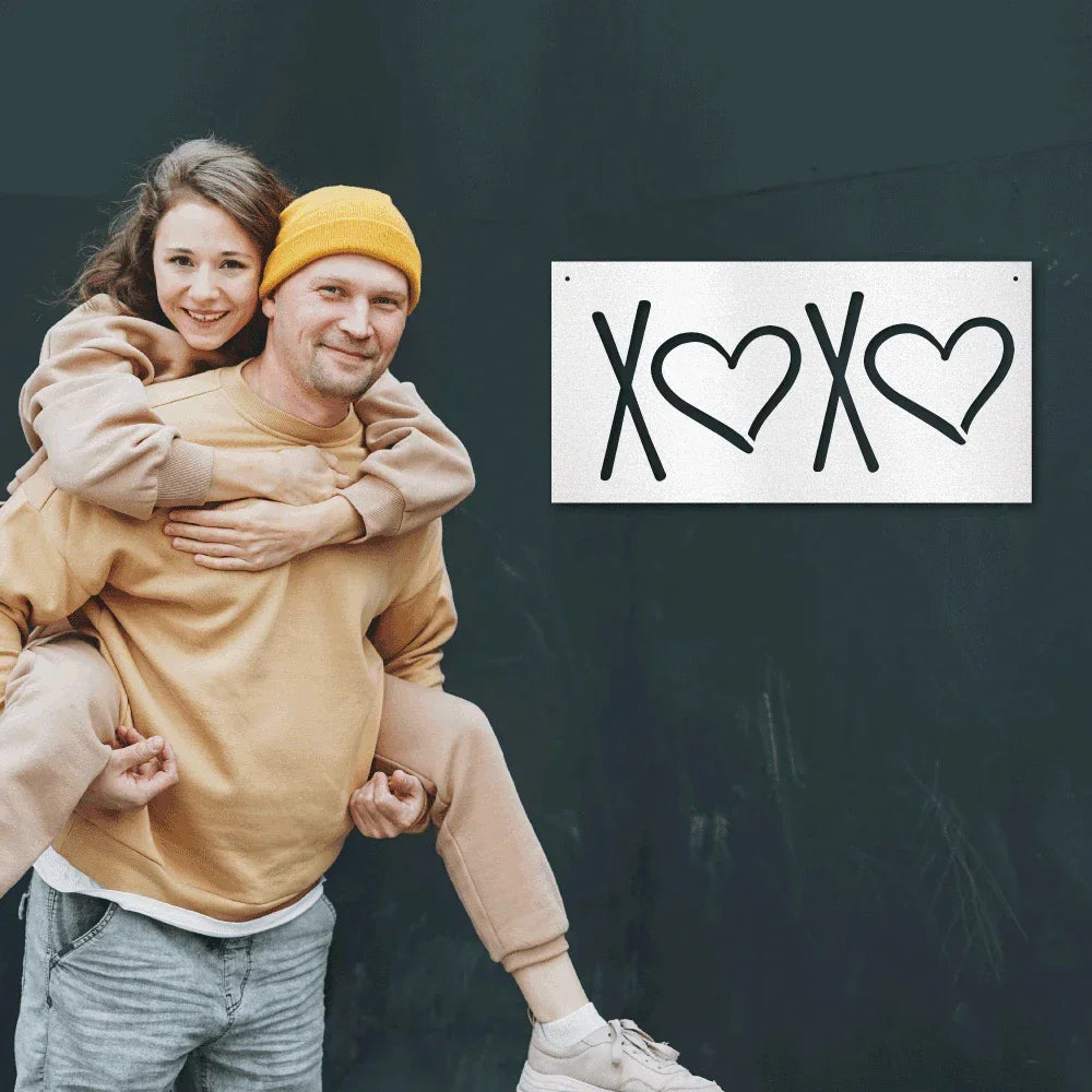 XOXO Hugs and Kisses Indoor Outdoor Steel Wall Sign
