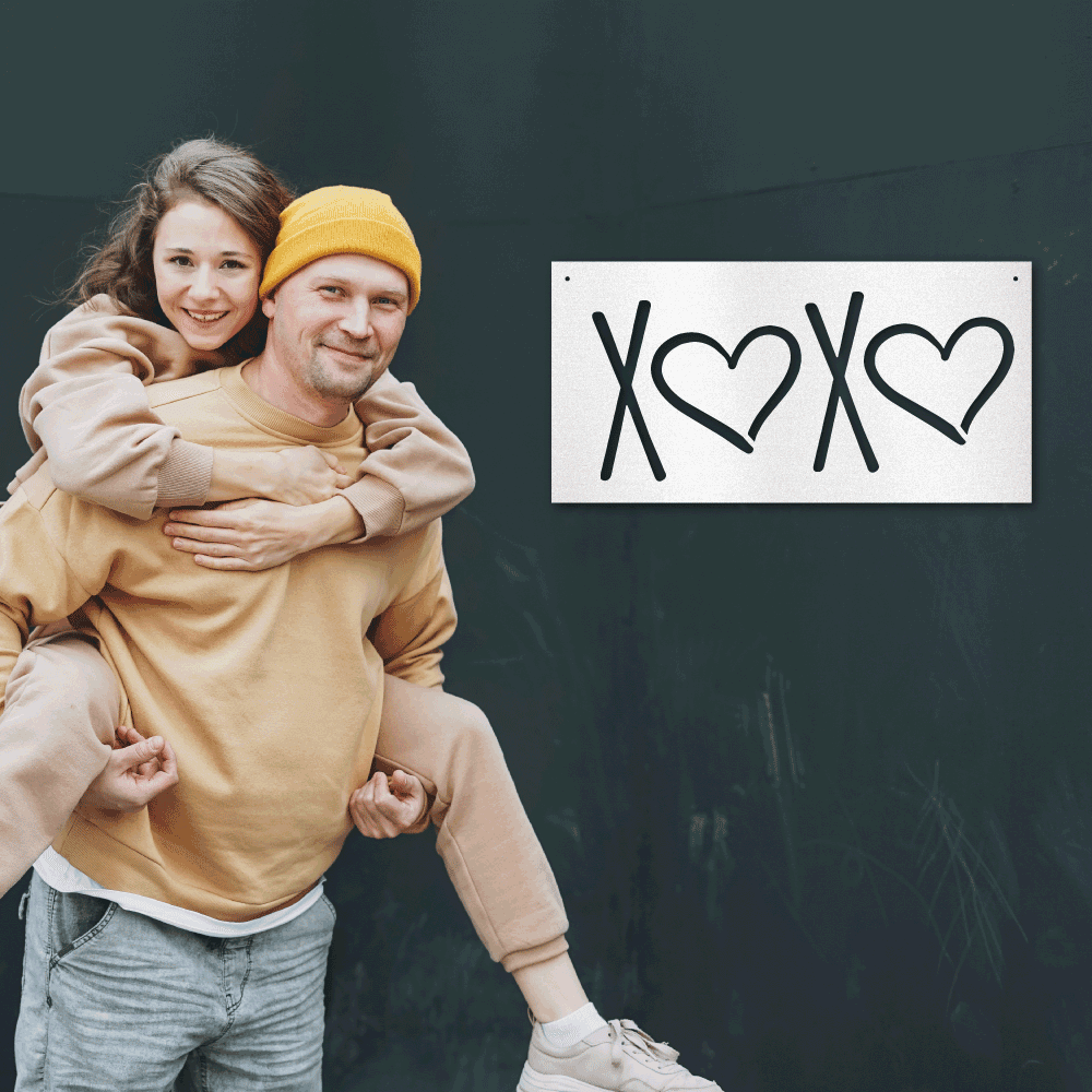 XOXO Hugs and Kisses Indoor Outdoor Steel Wall Sign - Mallard Moon Gift Shop