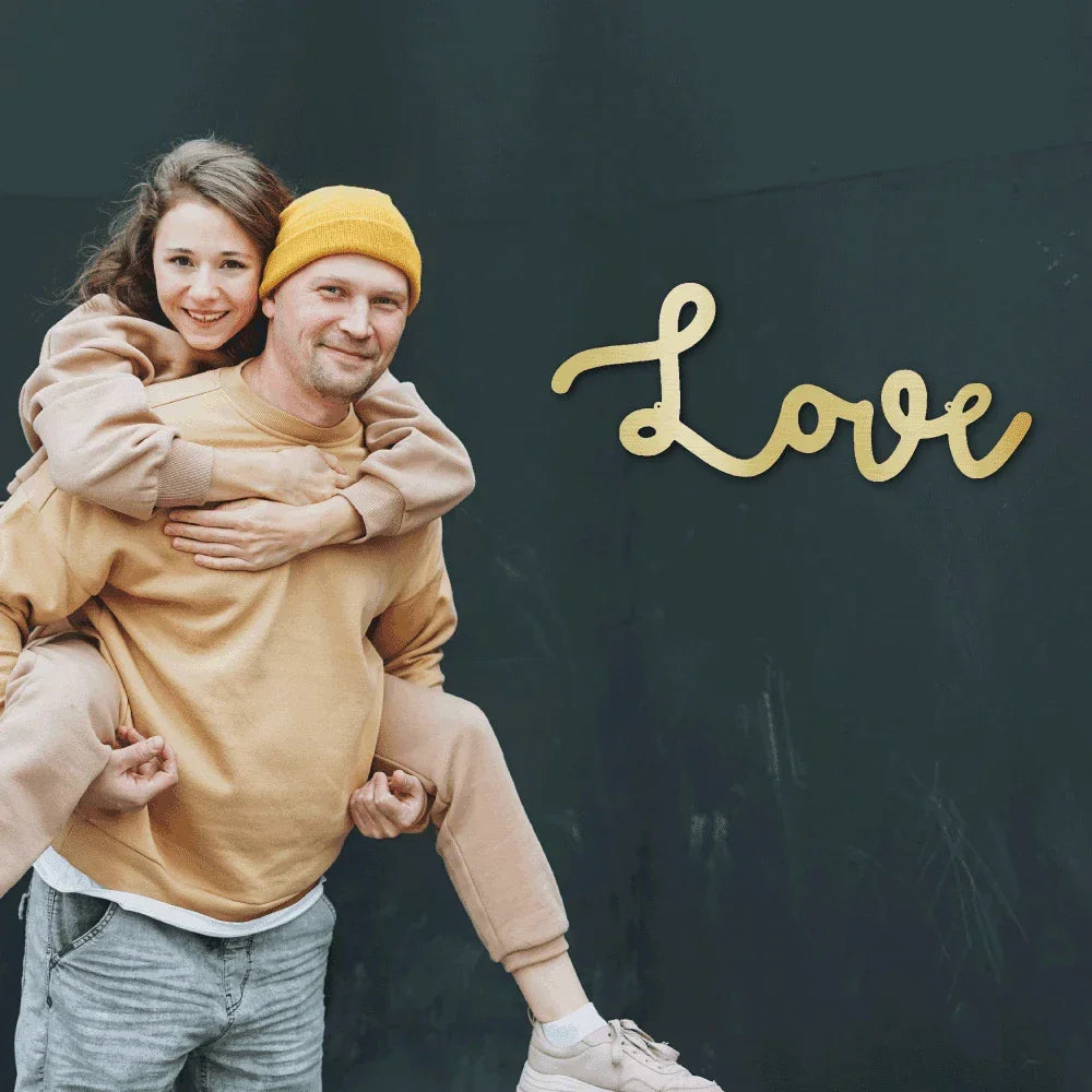 Love Script Metal Word Art Wall Sign