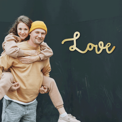 Love Script Metal Word Art Wall Sign - Mallard Moon Gift Shop