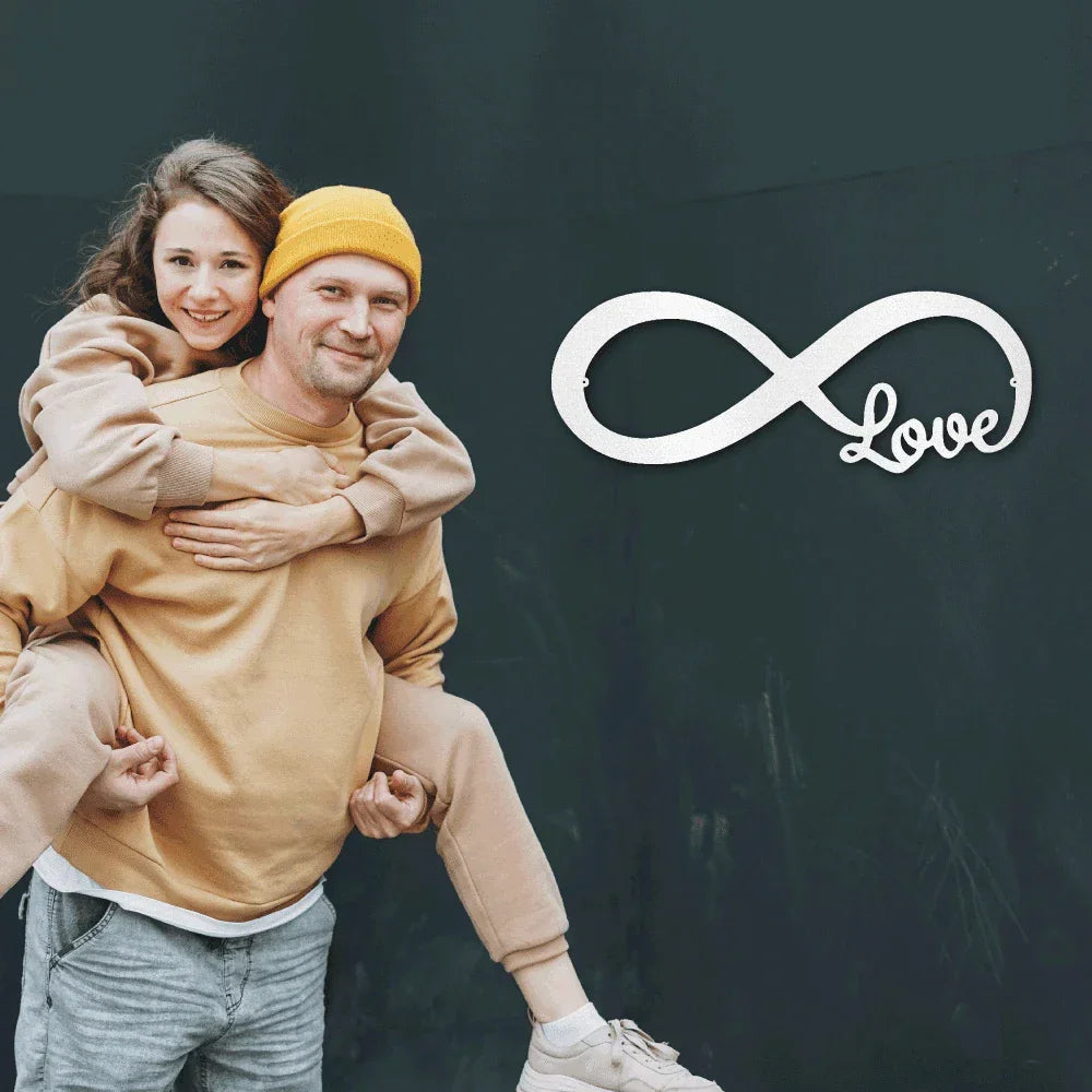 Infinite Love Steel Wall Sign Metal Art Valentine Wedding Anniversary Gift