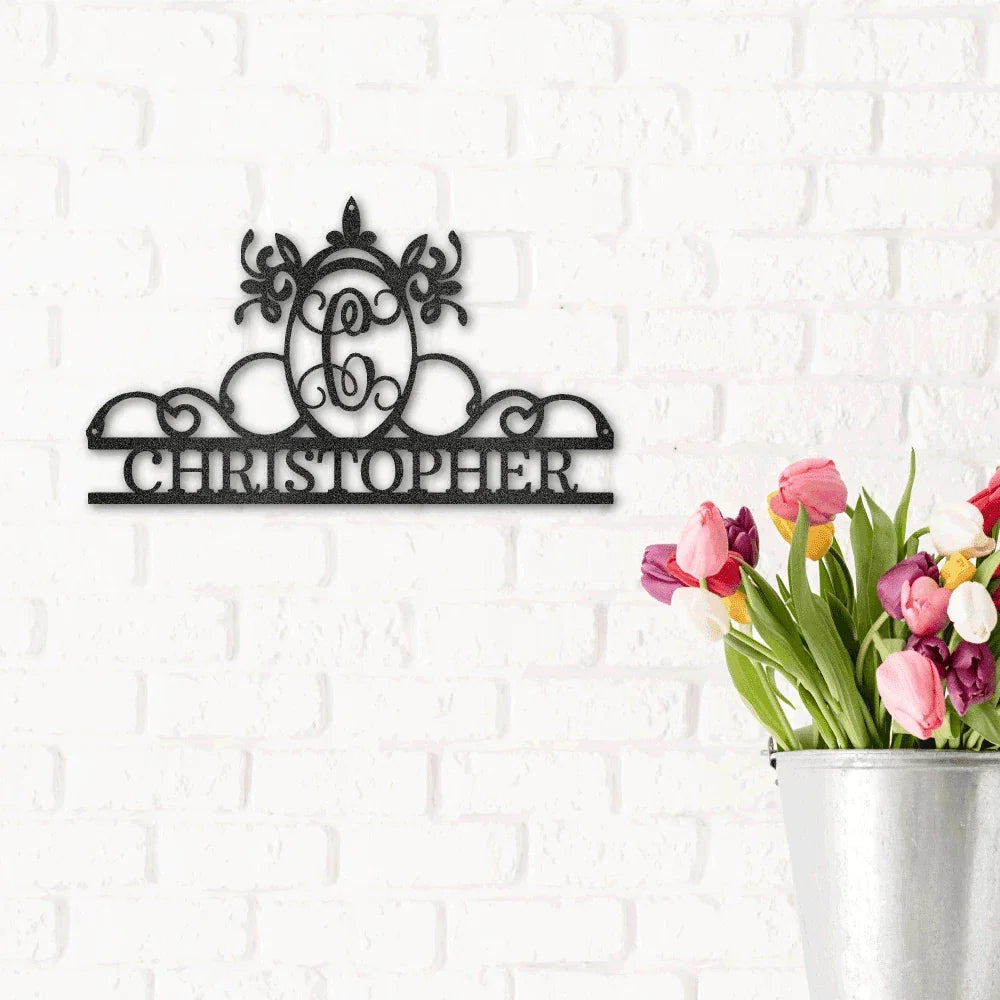 Initial and Name Custom Steel Wall Sign Metal Art
