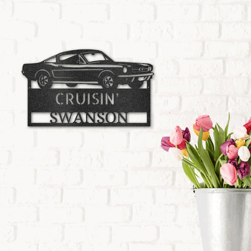 Hear The Roar Classic Sports Car Custom Name Steel Wall Sign