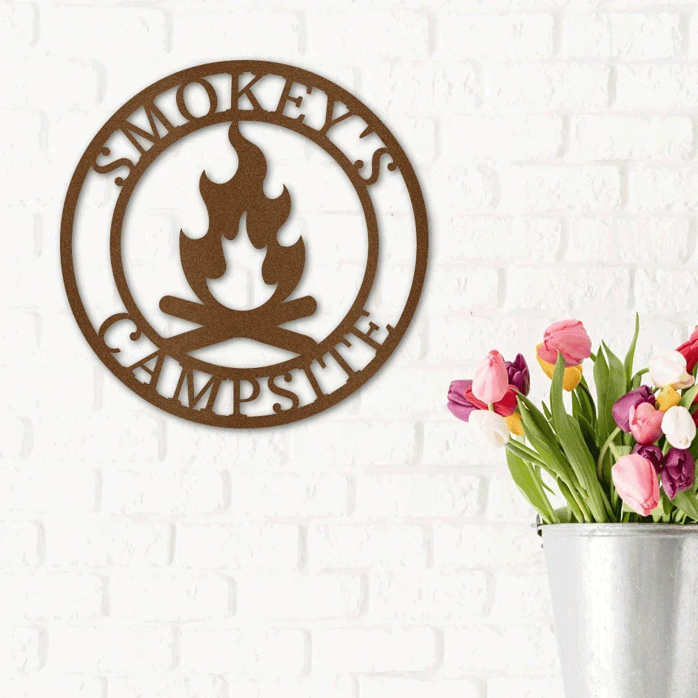 Campfire Custom Monogram Indoor Outdoor Steel Wall Sign Metal Art Home Décor