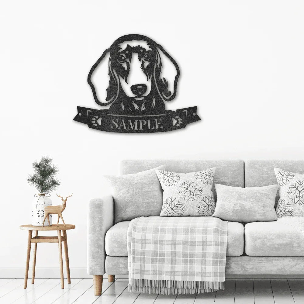 Dachshund Face Custom Name Metal Art Wall Sign
