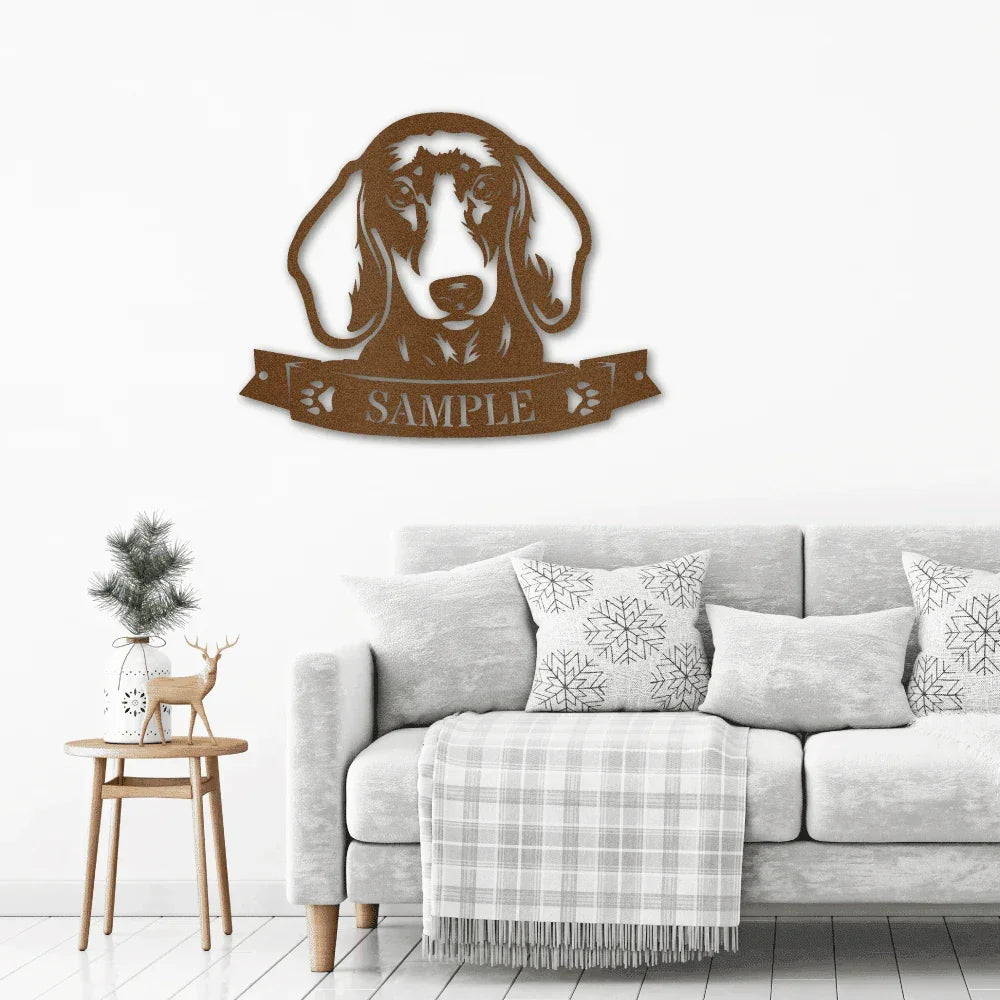 Dachshund Face Custom Name Metal Art Wall Sign