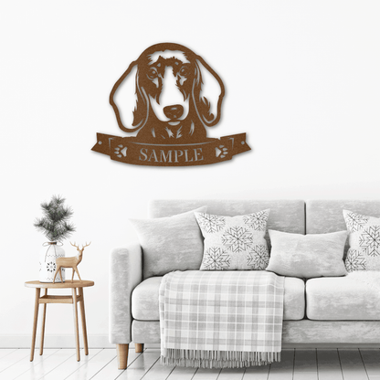 Dachshund Face Custom Name Metal Art Wall Sign - Mallard Moon Gift Shop