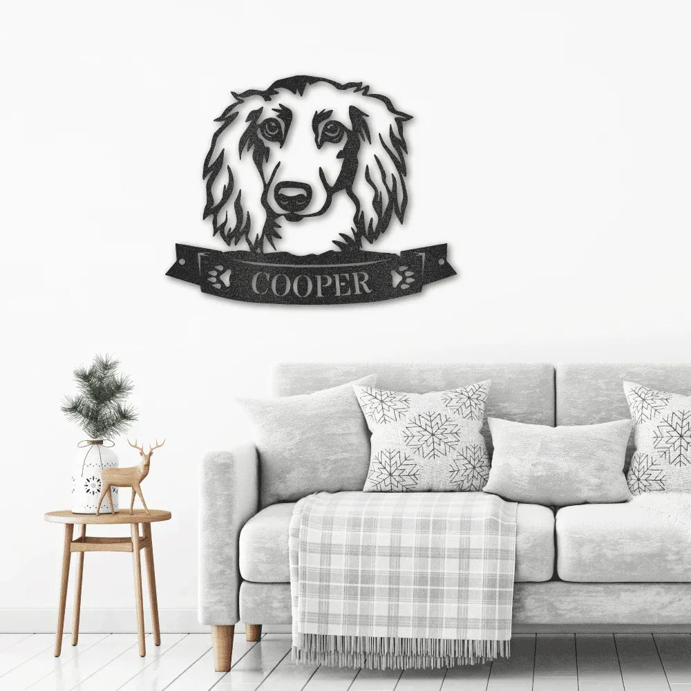 Dachshund Face Custom Name Metal Art Wall Sign
