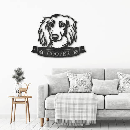 Dachshund Face Custom Name Metal Art Wall Sign - Mallard Moon Gift Shop