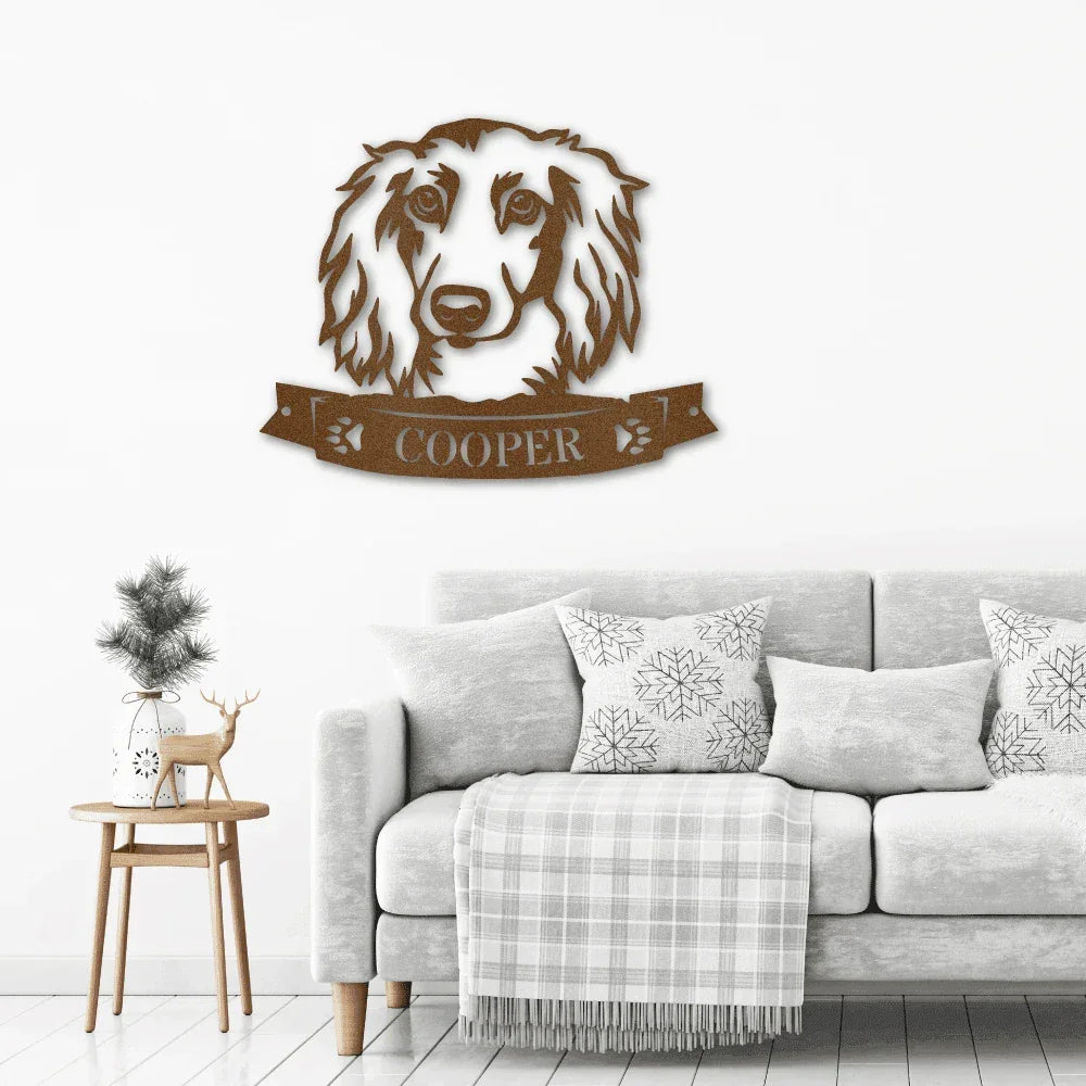 Dachshund Face Custom Name Metal Art Wall Sign