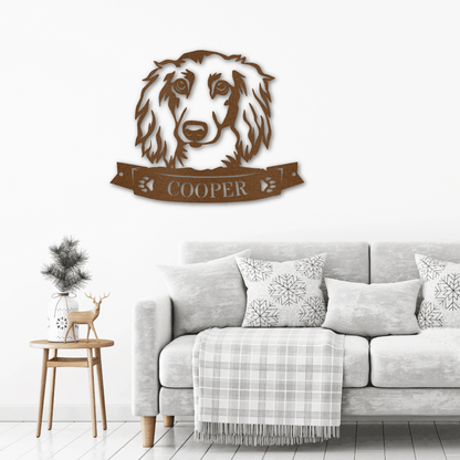 Dachshund Face Custom Name Metal Art Wall Sign - Mallard Moon Gift Shop