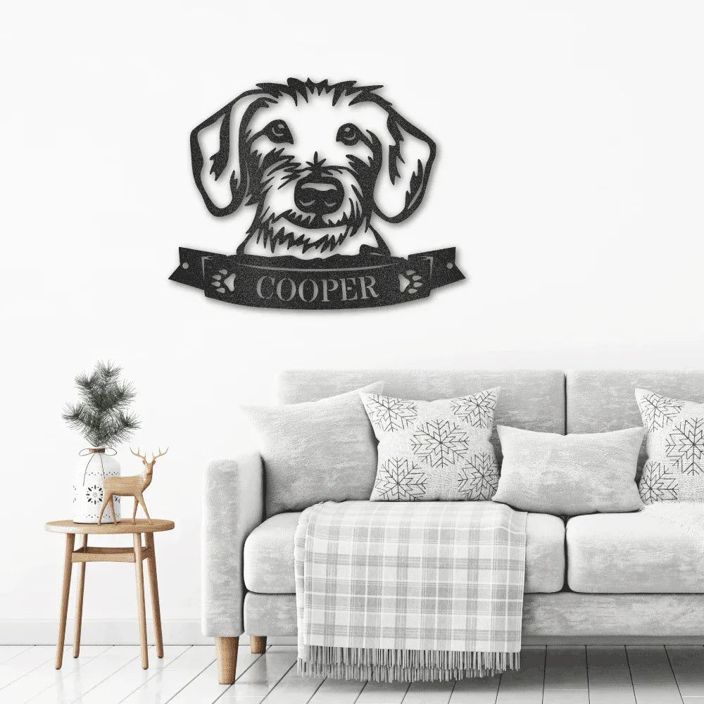 Dachshund Face Custom Name Metal Art Wall Sign