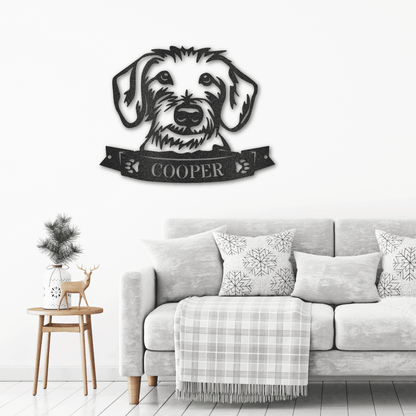 Dachshund Face Custom Name Metal Art Wall Sign - Mallard Moon Gift Shop