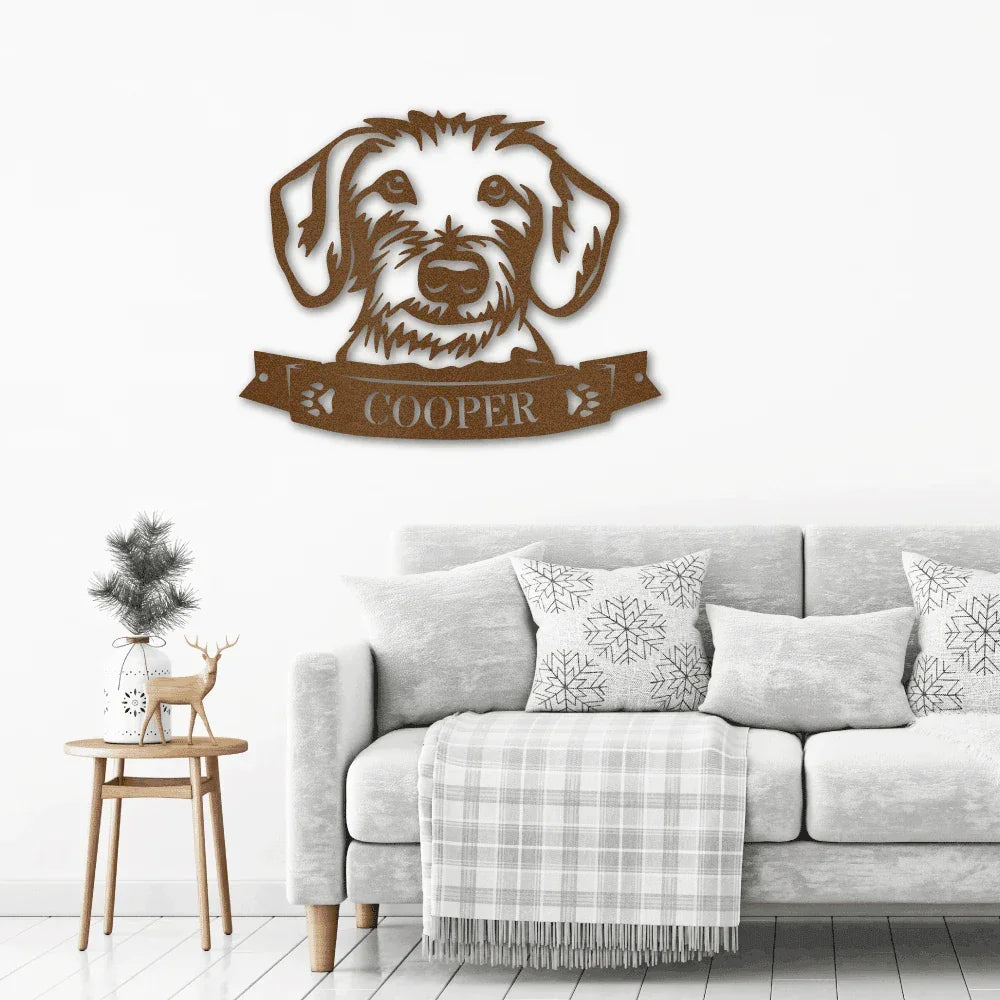 Dachshund Face Custom Name Metal Art Wall Sign