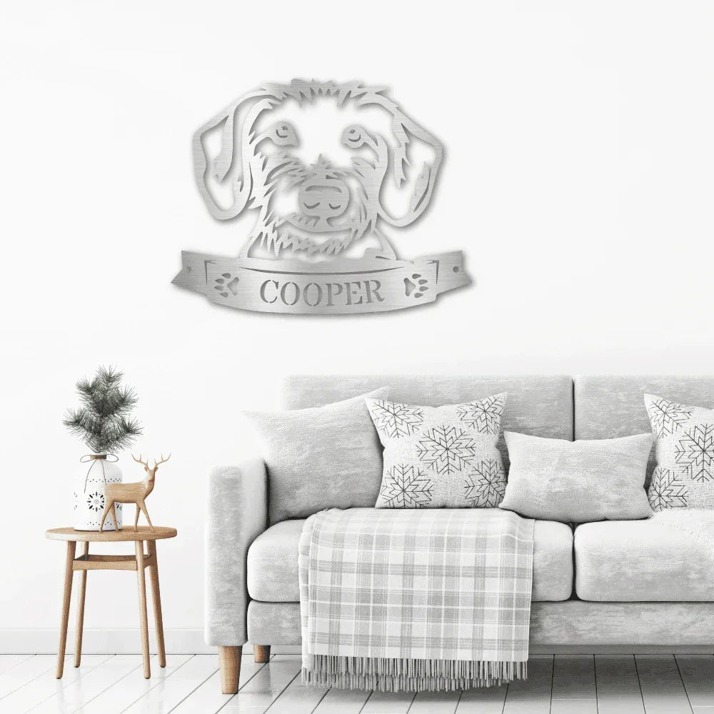 Dachshund Face Custom Name Metal Art Wall Sign