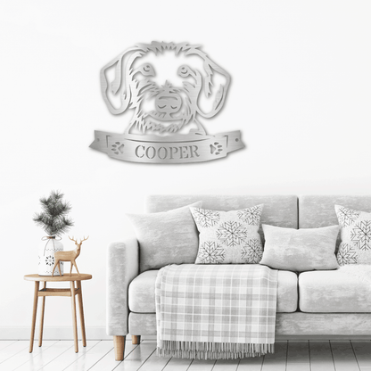Dachshund Face Custom Name Metal Art Wall Sign - Mallard Moon Gift Shop
