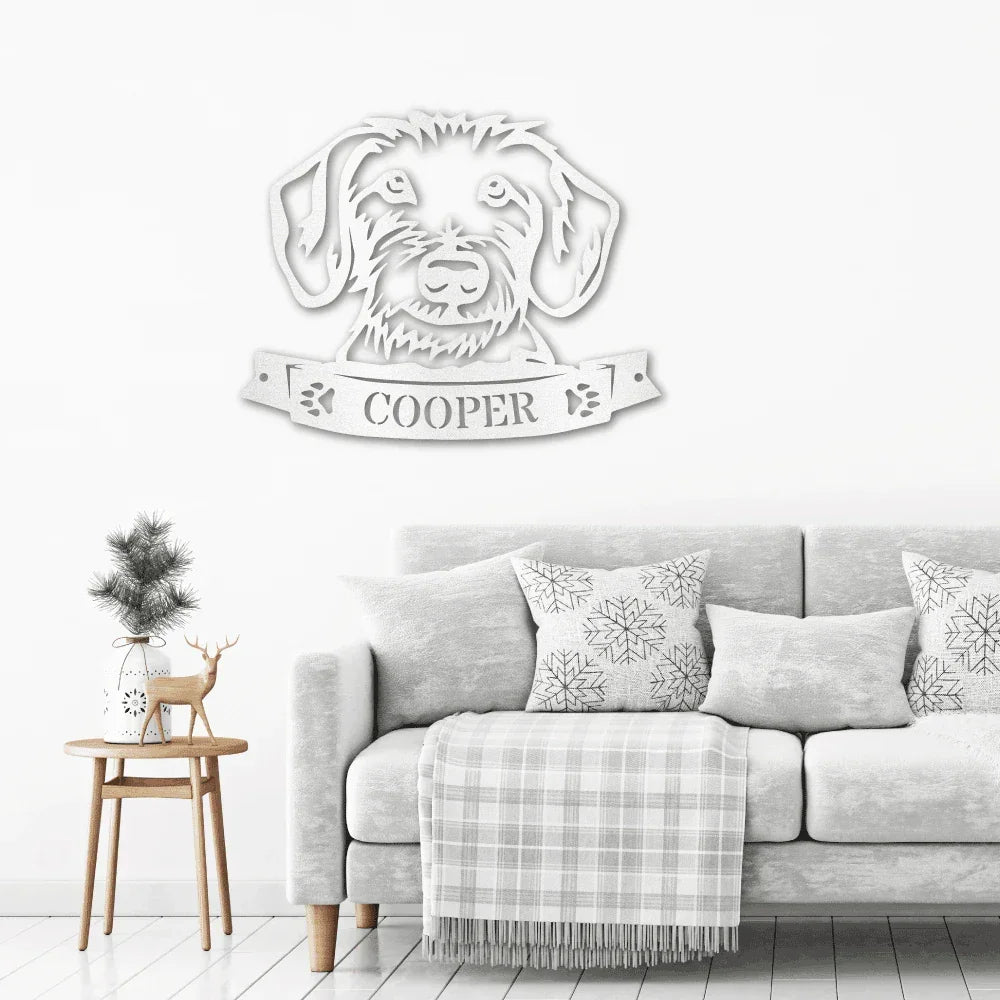 Dachshund Face Custom Name Metal Art Wall Sign