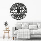 Fancy Tree of Life Monogram Personalized Metal Art Wall Sign