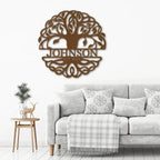 Fancy Tree of Life Monogram Personalized Metal Art Wall Sign